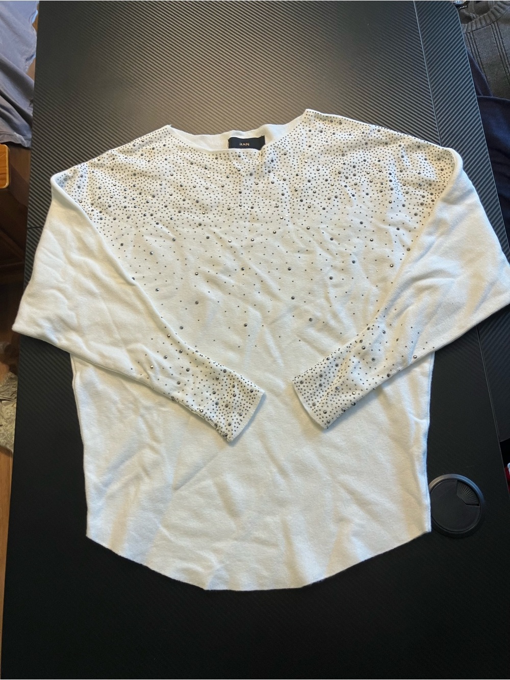 White Embellished Long Sleeve Sweater